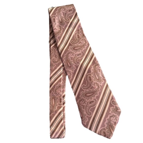 Altea Milano Men's 100% Silk Tie Paisley/stripe Necktie 4" wide Made in Italy - Picture 3 of 3